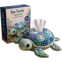 (-, A) Kit DIY boîte mouchoirs animaux marins, débutants