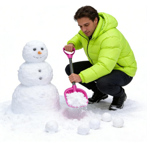 (Pink, -) Pala de nieve para niños con mango de acero, resistente 1