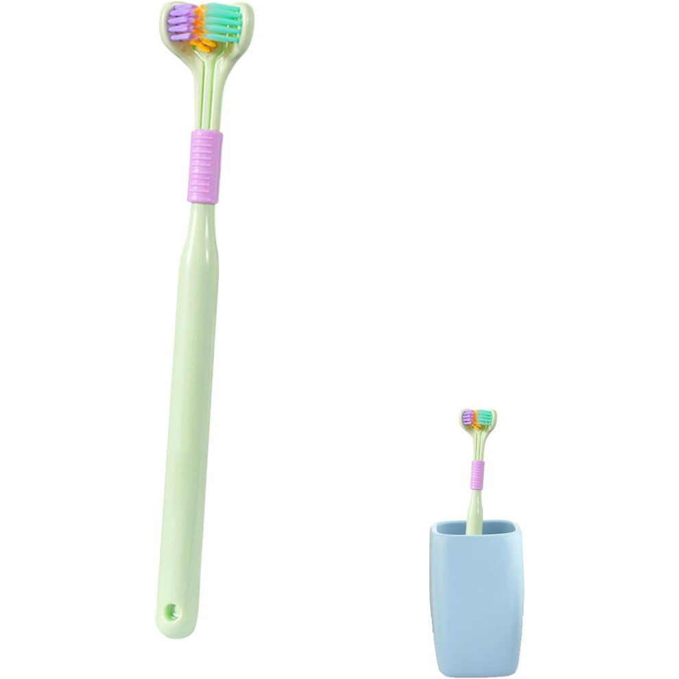 Oimg (Green, -) 360 Soft Bristle Three Sided Toothbrush, Sensory Brush With Tongue Scraper