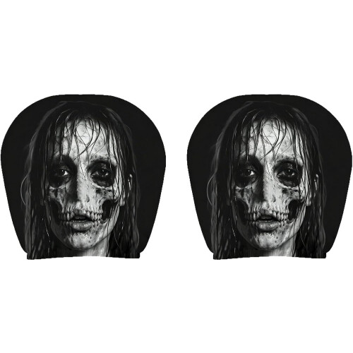 (Black#J, -) Funny Face Car Headrest Covers, Soft Polyester Seat Protector 2