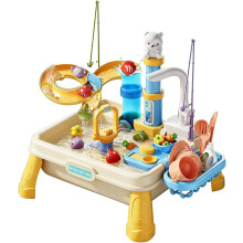 (Cream Colored, -) Kids Water Table, Interactive Water Play Toy with Detachable Parts