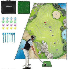 (L) 32x60'' Indoor Sticky Golf Mat Golf Chipping Practice Training Set for Adults, Family & Kids