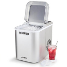 AREBOS Ice Cube Maker 12kg 24h with 2.2L Water Tank Self Cleaning Quiet 2 Ice Sizes Large Cubes Ice Machine Ice Maker Silver Compact Design
