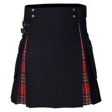 Men's Standard Tartan Utility Kilts,Modern-Red pl2us black L
