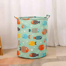 (C) New Print Laundry Basket Portable Foldable Home Laundry Storage Bag Cotton Linen Hamper for Kids Toys Dirty Clothes Basket Large