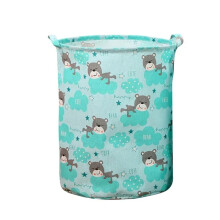 (B) New Print Laundry Basket Portable Foldable Home Laundry Storage Bag Cotton Linen Hamper for Kids Toys Dirty Clothes Basket Large