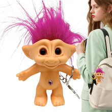 (Pink, -) Llavero de troll de 10cm de pelo, vintage y adorable
