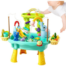 (Blue, -) 6-in-1 Kids Water Table, Play Sink with Running Water & Fishing