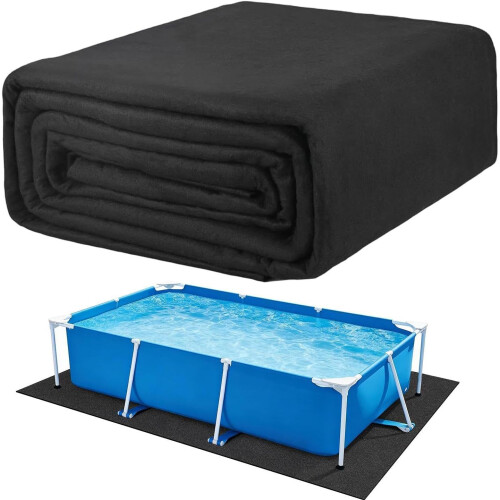 (Black, -) 10x10ft Rectangular Pool Ladder Mat, Thick Under Pool Padding