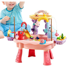 (Pink, -) 6-in-1 Kids Water Table, Play Sink with Running Water & Fishing