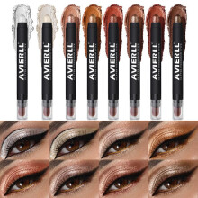 (Matches the image, 2#) Metallic Shimmer Eyeshadow Stick Waterproof Long-Lasting Champagne Brown Eye Pencil Multi-Use Highlight Eyeliner