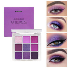 (Matches the image) Purple Smoke Eye Shadow Palette 9 Colors Matte Pearlescent Stage Makeup Nine-square Grid Violet