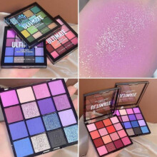 (Purple) 16 Colors Glitter Eyeshadow Palette High Pigmented Safe Ingredients Mild Texture Allergy Free Makeup for Women