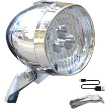 (Silver, -) Ladattava pyöränvalo, 3 LED-ajovaloa maantiellä ajamiseen yöllä