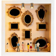 (White, -) Cadre photo miniature, DIY, avec figurines