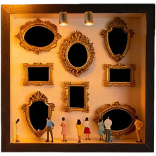 (Black, -) Cadre photo miniature, DIY, avec figurines