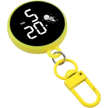 (Yellow, -) Round Keychain with Electronic Watch, Creative Fashion Accessory