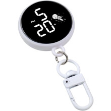 (White, -) Round Keychain with Electronic Watch, Creative Fashion Accessory