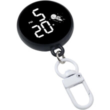 (Black, -) Round Keychain with Electronic Watch, Creative Fashion Accessory