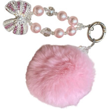 (A, -) Rhinestone Bowknot Keychain, Soft Lightweight Bag Charm Decoration