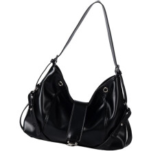 (Black, -) Damen Crossbody Tasche, Leder, Schulter, Handtasche, Verstellbar, Hobo, Unterarm, Umhängetasche