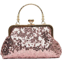 (B, -) Schultertasche, Pailletten, Clutch, Kussverschluss, Crossbody, Kette, Damen, Handtasche, Party