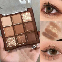 (Matches the image, 1PCS) 9 Colors Chocolate Eye Shadow Palette Pearly Matte Earth Color Eyeshadow Palette Shiny Sequins Eye Pigments Lasting Makeup