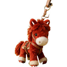 (Red, -) Premium Furry Horse Keychains, Steel Clip Gift for Offices Cards