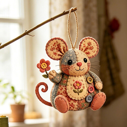 (A Style, -) Kit DIY souris, patchwork, boutons, art 1