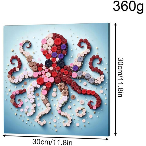(Octopus, -) Kit boutons art, animaux, cadre, décoration 1