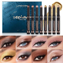 (Matches the image, 8 pcs) LANGMANNI Shimmer Eyeshadow Stick Waterproof Long-lasting Smudge-proof Easy To Blend 2g