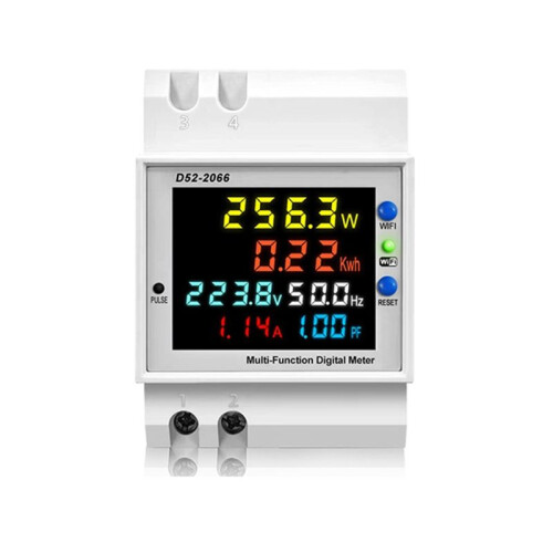 Tuya WiFi Intelligent Digital Display Electricity Meter DIN-Rail Voltage Current Meter Power Factor Frequency Meter A 1
