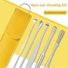 6pcs Spring Ear Cleaning Kit - Spiral Groove Stainless Steel Earwax Remover