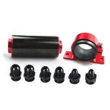 50MM 100 Aluminum Fuel Filter High Flow with AN6 AN8 AN10 Fitting Adapters, Mounting Bracket, Wrench