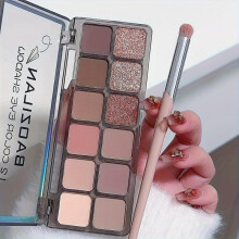 (Matches the image, 02) 12 Color Eyeshadow Palette Rose Earth Tone Shimmer Matte Long-Lasting Highly Pigmented Natural Look Daily Wear