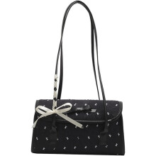 (Black, -) Damen Schultertasche, Hobo, Tote, Handtasche, PU, Clutch, Verschluss, Damen, Handtasche
