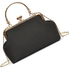 (Black, -) Elegante Abendtasche, Damen, Schulter, PU, Geräumig, Verschluss, Handtasche, Accessoire, Clutch