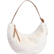 (White, -) Plüsch Crossbody Tasche, Winter, Soft, Fuzzy, Damen, Handtasche, Accessoire, Tasche