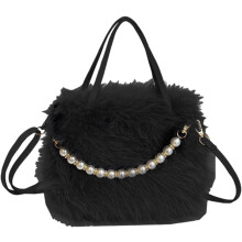 (Black, -) Tote Tasche, Verstellbar, Plüsch, Schulter, Crossbody, Clutch, Damen, Handtasche, Geschenk