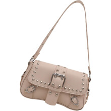 (Ow, -) Leder Schultertasche, Crossbody, Damen, Nieten, Hobo, Handtasche, Verstellbar, Umhängetasche