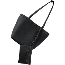 (Black, -) Echt Leder Tote Tasche, Abnehmbare Brieftasche, Top Handle, Reise, Damen, Handtasche, Umhängetasche