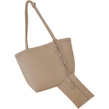 (Khaki, -) Echt Leder Tote Tasche, Abnehmbare Brieftasche, Top Handle, Reise, Damen, Handtasche, Umhängetasche