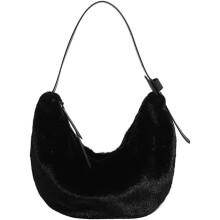 (Black, -) Plüsch Crossbody Tasche, Winter, Soft, Fuzzy, Damen, Handtasche, Accessoire, Tasche