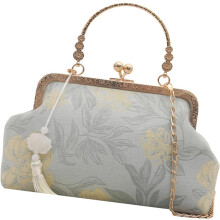 (Blue, -) Delikate Kette Abendtasche, Chinesisch, Seide, Stitching, Schulter, Damen, Handtasche
