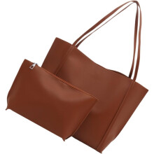 (Brown, -) PU Schultertasche, Koreanisch, Aesthetic, Unterarm, Arbeit, Handtasche, Damen, Tasche, Groß