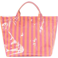 (A, -) Große Streifen Handtasche, PVC, Strandtasche, Verstärkter Griff, Casual, Damen, Mädchen, Tasche