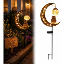 (1pc-owl, -) Kolibrie Maan Zonne-energie Tuinpaal - LED Padverlichting