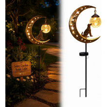 (1pc-dog, -) Kolibrie Maan Zonne-energie Tuinpaal - LED Padverlichting