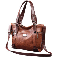 (Brown, -) Soft Leder Tote, Top Handle, Satchel, Schulter, Crossbody, Messenger, Damen, Handtasche, Tasche