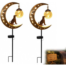 (2pcs-dog, -) Kolibrie Maan Zonne-energie Tuinpaal - LED Padverlichting